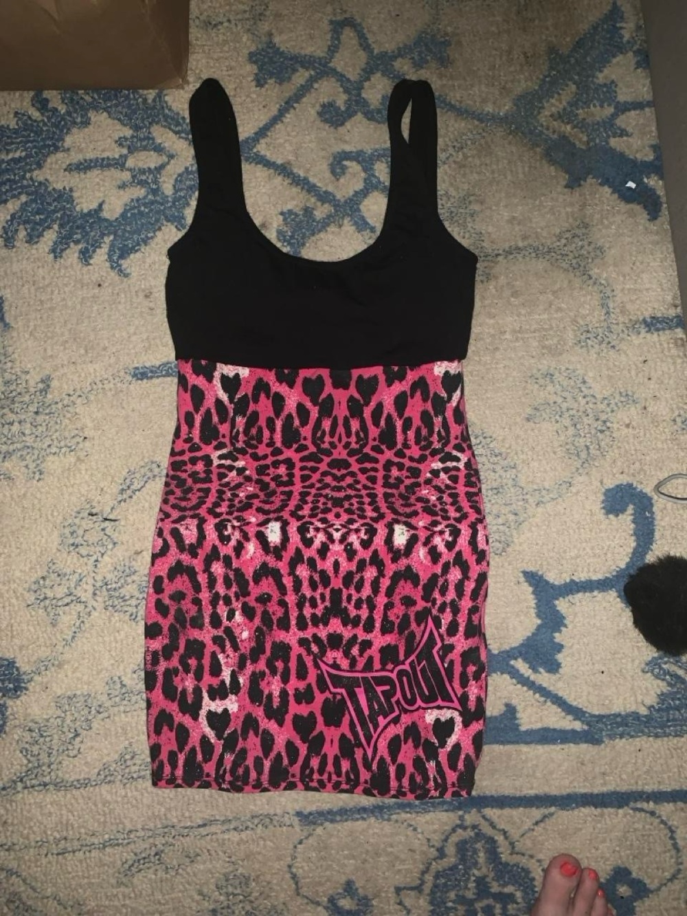 Tapout Black & Pink Leopard Print Mini Dress